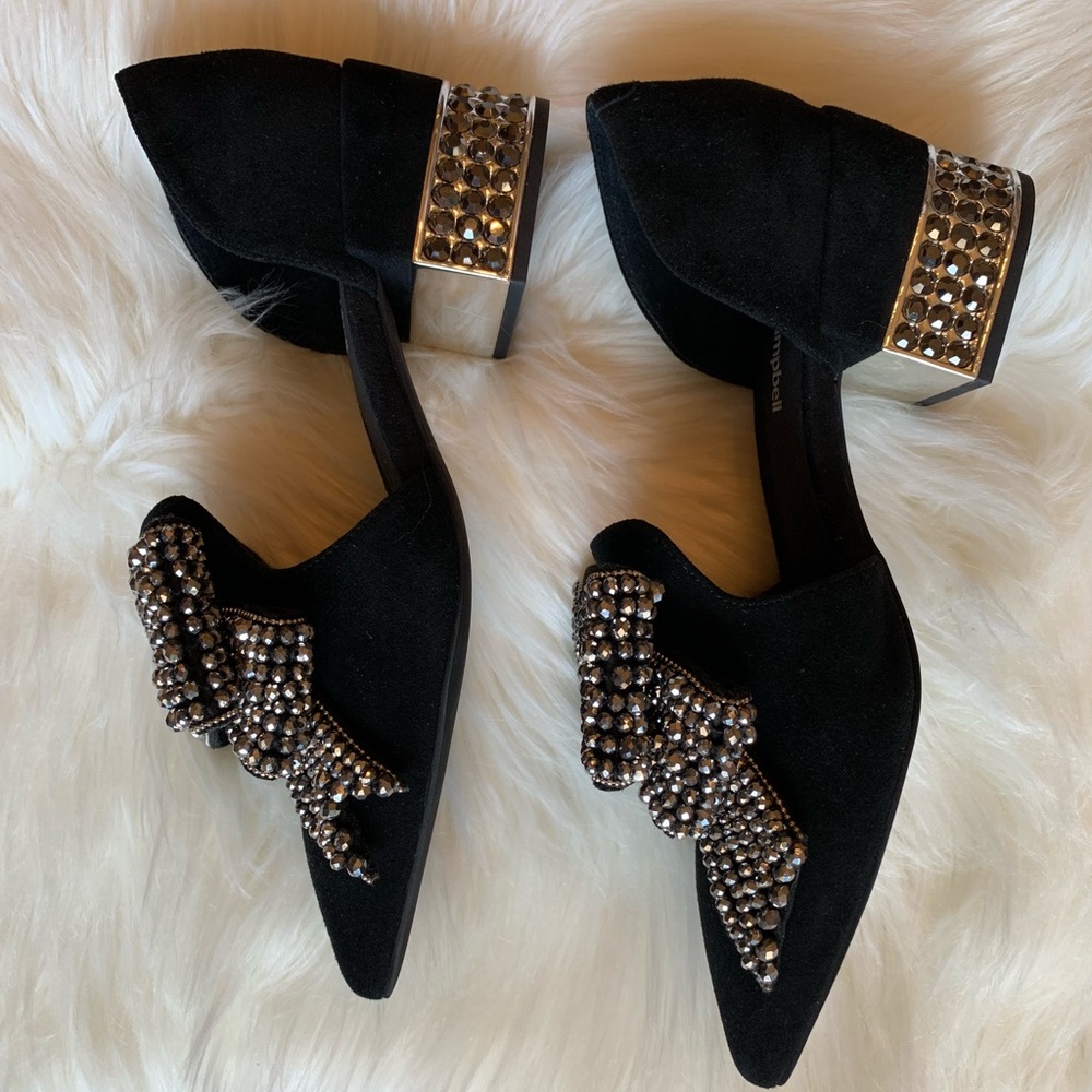 Jeffrey Campbell Black Suede Silver Crystal Loafer